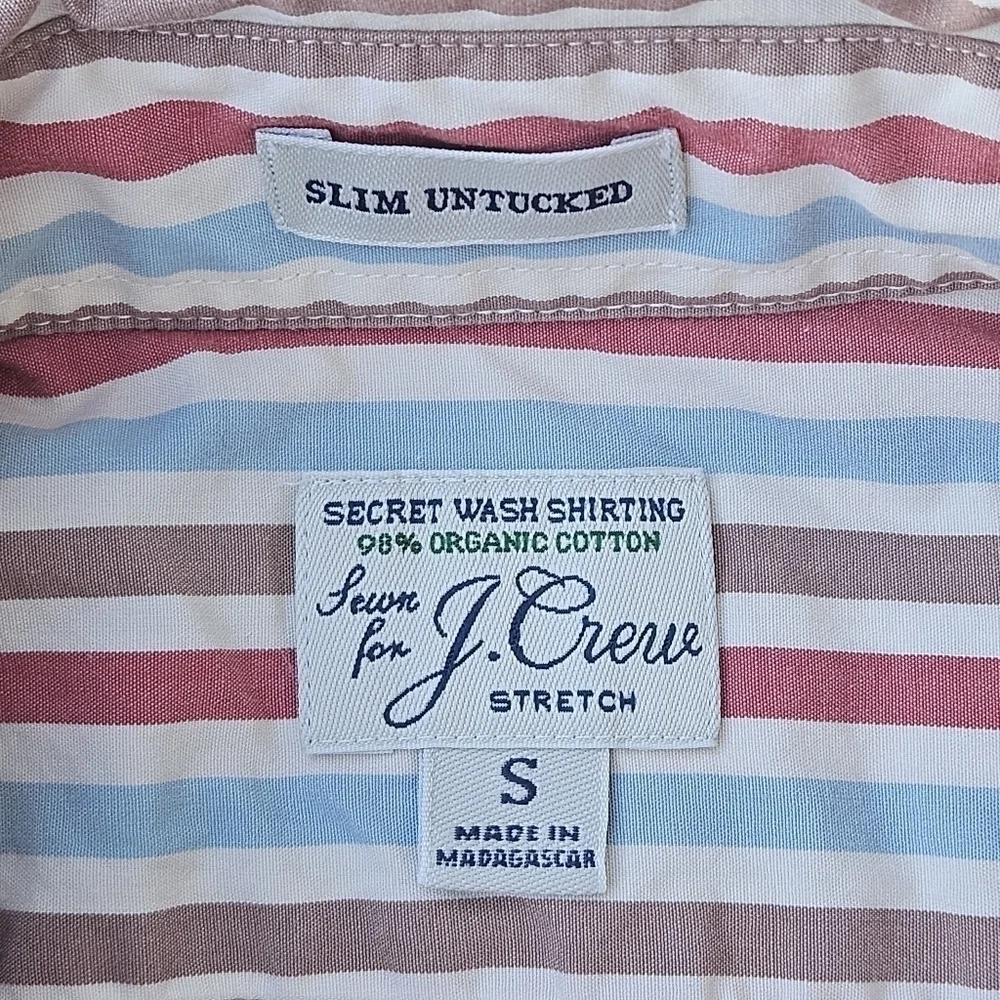 J.Crew Untucked Slim Organic Cotton Stretch Secret Wash Poplin Striped Shirt S